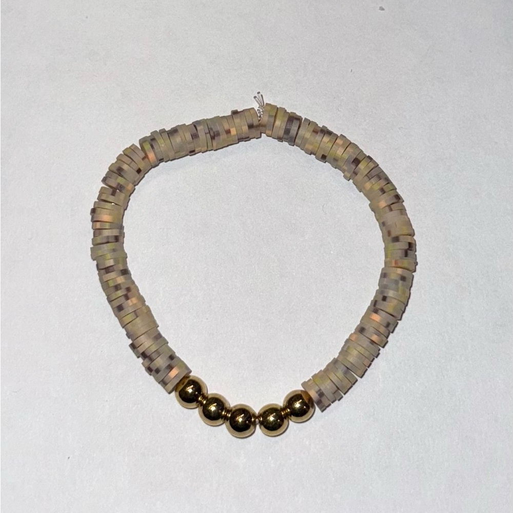 Gold and Tan Beaded Bracelet